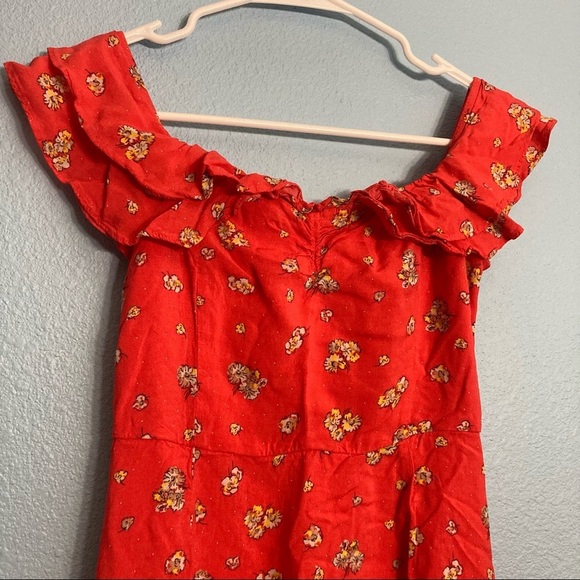 Lush OffShoulder Tank Mini Dress - Juniors Small - Ruffle/Floral - Picture 2 of 8